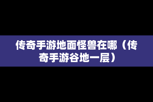 传奇手游地面怪兽在哪（传奇手游谷地一层）