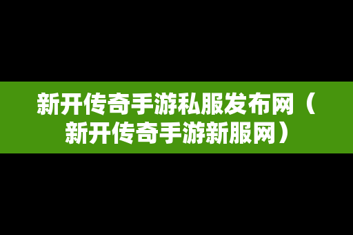 新开传奇手游私服发布网（新开传奇手游新服网）