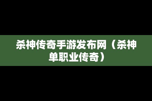 杀神传奇手游发布网（杀神单职业传奇）