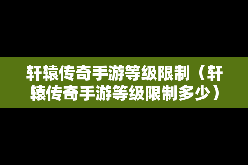 轩辕传奇手游等级限制（轩辕传奇手游等级限制多少）