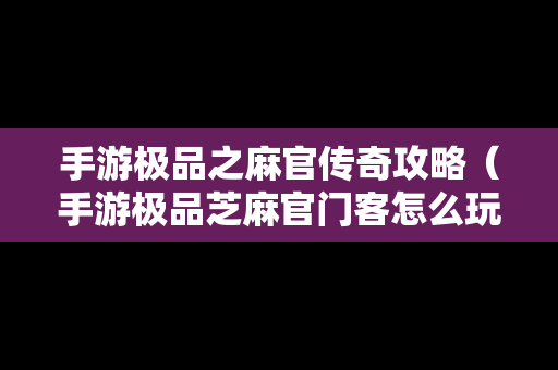 手游极品之麻官传奇攻略（手游极品芝麻官门客怎么玩）