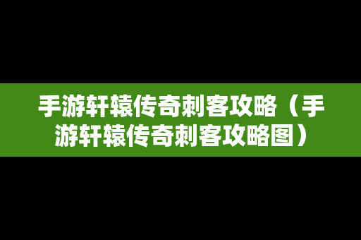 手游轩辕传奇刺客攻略（手游轩辕传奇刺客攻略图）