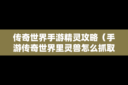 传奇世界手游精灵攻略（手游传奇世界里灵兽怎么抓取）