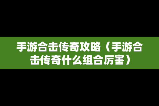 手游合击传奇攻略（手游合击传奇什么组合厉害）