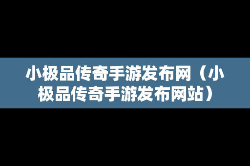 小极品传奇手游发布网（小极品传奇手游发布网站）