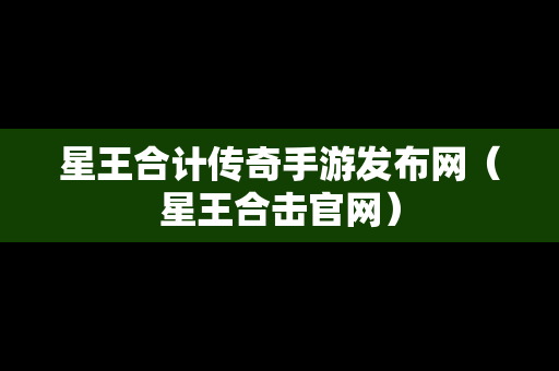 星王合计传奇手游发布网（星王合击官网）