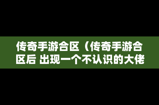 传奇手游合区（传奇手游合区后 出现一个不认识的大佬）