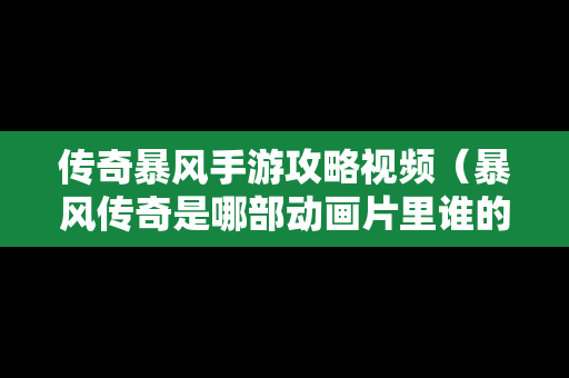 传奇暴风手游攻略视频（暴风传奇是哪部动画片里谁的技能）