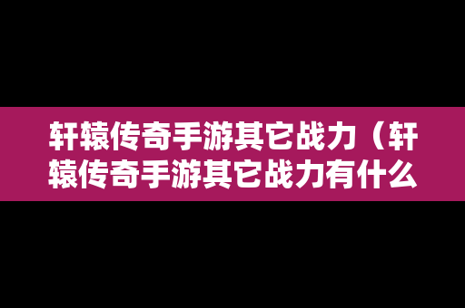 轩辕传奇手游其它战力（轩辕传奇手游其它战力有什么用）