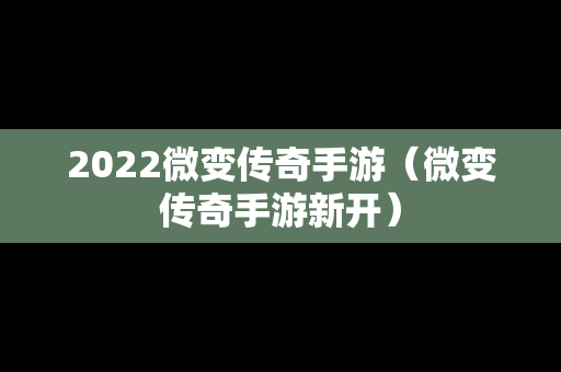 2022微变传奇手游（微变传奇手游新开）