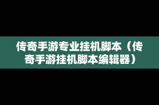 传奇手游专业挂机脚本（传奇手游挂机脚本编辑器）