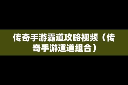 传奇手游霸道攻略视频（传奇手游道道组合）