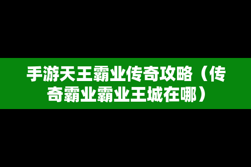 手游天王霸业传奇攻略（传奇霸业霸业王城在哪）