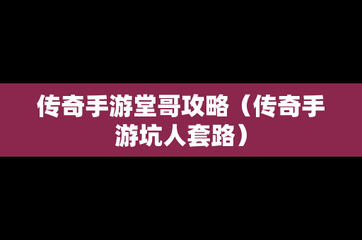 传奇手游堂哥攻略（传奇手游坑人套路）