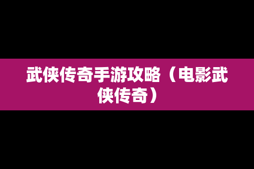 武侠传奇手游攻略（电影武侠传奇）