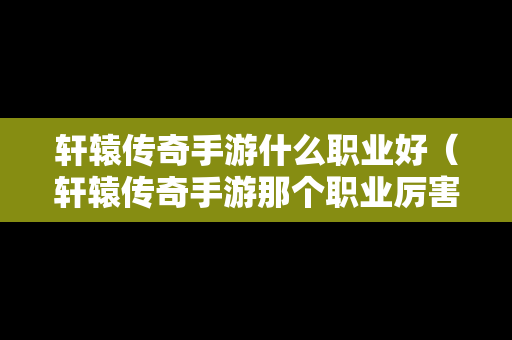 轩辕传奇手游什么职业好（轩辕传奇手游那个职业厉害）