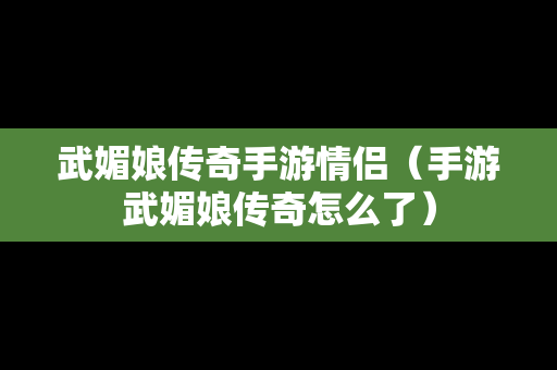 武媚娘传奇手游情侣（手游武媚娘传奇怎么了）