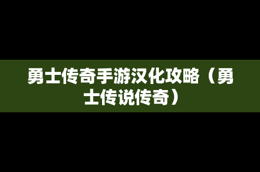 勇士传奇手游汉化攻略（勇士传说传奇）