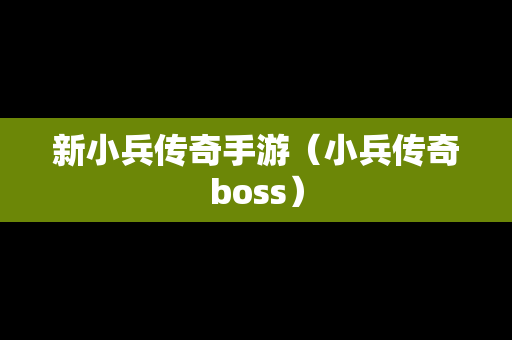 新小兵传奇手游（小兵传奇boss）