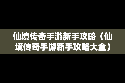 仙境传奇手游新手攻略（仙境传奇手游新手攻略大全）