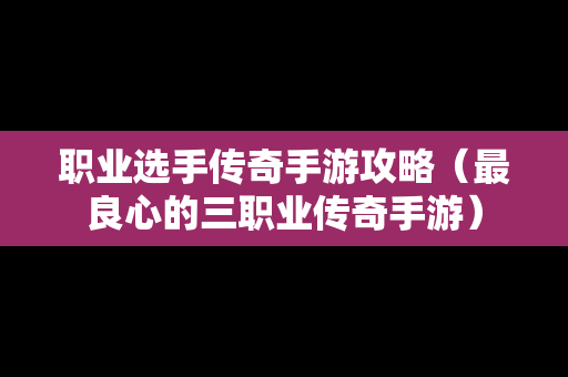 职业选手传奇手游攻略（最良心的三职业传奇手游）