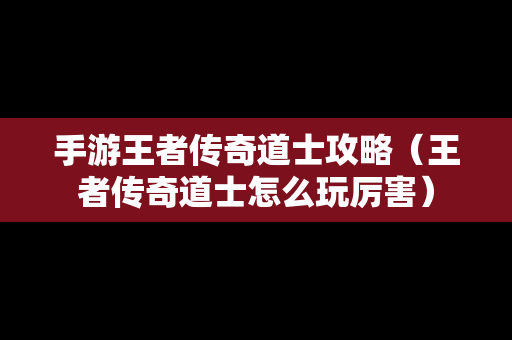 手游王者传奇道士攻略（王者传奇道士怎么玩厉害）