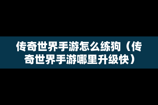 传奇世界手游怎么练狗（传奇世界手游哪里升级快）