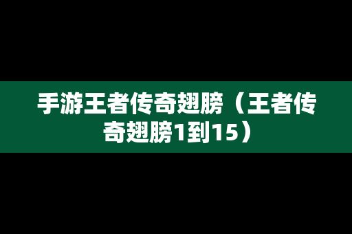 手游王者传奇翅膀（王者传奇翅膀1到15）