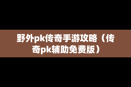 野外pk传奇手游攻略（传奇pk辅助免费版）