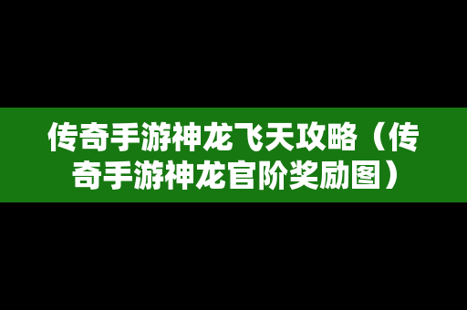 传奇手游神龙飞天攻略（传奇手游神龙官阶奖励图）