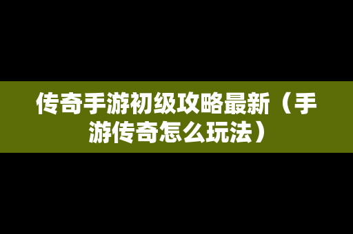 传奇手游初级攻略最新（手游传奇怎么玩法）