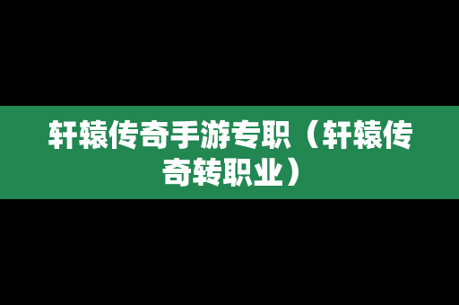 轩辕传奇手游专职（轩辕传奇转职业）