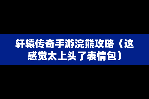 轩辕传奇手游浣熊攻略（这感觉太上头了表情包）