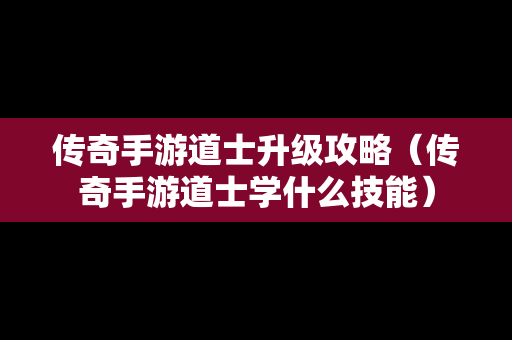 传奇手游道士升级攻略（传奇手游道士学什么技能）