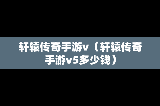 轩辕传奇手游v（轩辕传奇手游v5多少钱）