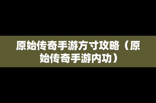 原始传奇手游方寸攻略（原始传奇手游内功）